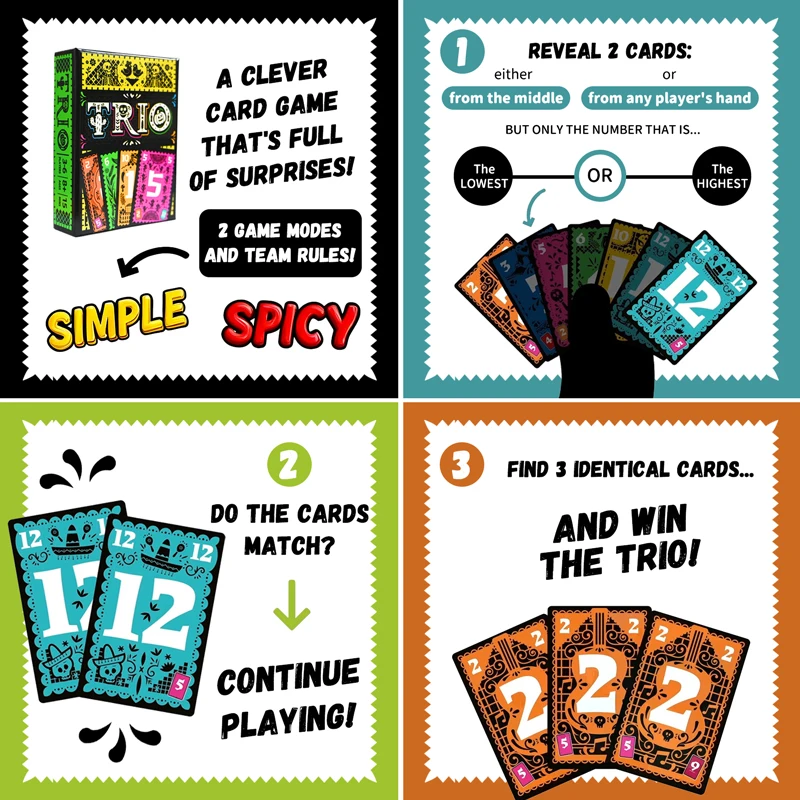 전략 카드 보드 게임 TRIO 카드 가족 및 친구 파티 - Board Game For 3 Players 리뷰 및 가격